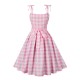 Plus Size Pink  Plaid Strap Dress