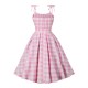 Plus Size Pink  Plaid Strap Dress