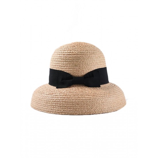  Black Bowknot Raffia Hat