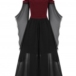 Plus Size  Suspender Contrast Color Chiffon Strap Dress