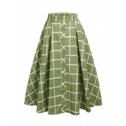 Green  Plaid Swing Skirt