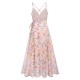 Light Pink Butterfly Strap Lace-up Vintage Dress