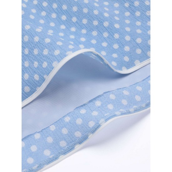 Sky Blue  Strap Polka Dot Swing Dress