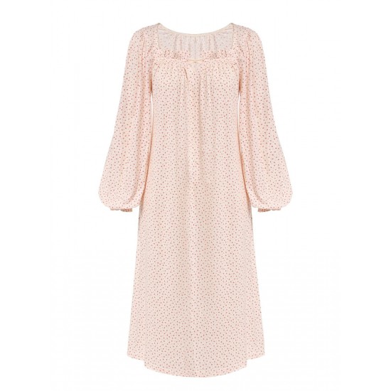 Pink  Puff Sleeves Knitted Nightgown