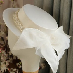 White  Pearl Bow Knot Hat