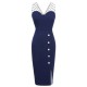 Dark Blue  Patchwork Pencil Dress