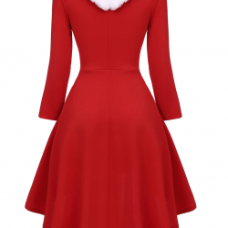 Pre-Sale Plus Size Red  Furry Solid Swing Dress