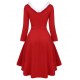 Pre-Sale Plus Size Red  Furry Solid Swing Dress