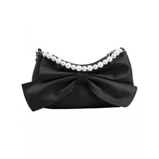  Bowknot Pearl Solid Underarm Bag