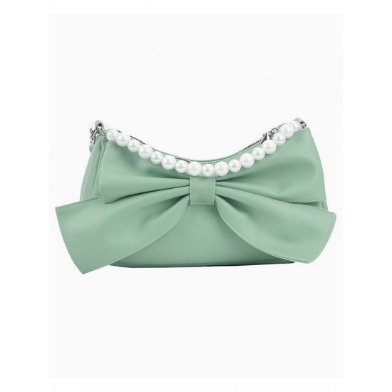  Bowknot Pearl Solid Underarm Bag