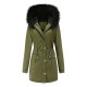  Solid Zipper Fur Trimmed Coat