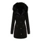  Solid Zipper Fur Trimmed Coat