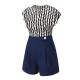 2PCS  Black Curves Blouse & Navy Blue Shorts