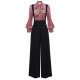 2PCS  Candy Tie-Up Blouse & Black Suspender Pants