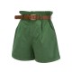 Dark Green  Solid Vintage Shorts