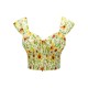 Yellow Sunflower Sweetheart Collar Crop Top