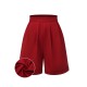 Red  Pleated Turn Over Shorts