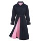 Pre-Sale Dark Blue  Solid Belted Coat