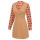 2PCS  Orange Blouse & Tweed Mini Dress