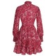 Plus Size Wine Red  Ruffles Floral Dress