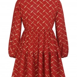 Plus Size Red  Lapel Plaid Dress