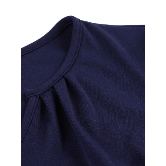 Plus Size Dark Blue  Keyhole Swing Dress