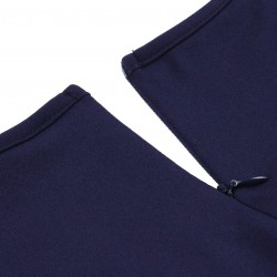 Plus Size Dark Blue  Keyhole Swing Dress