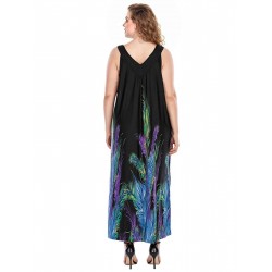 Plus Size  Bohemian Feather Print Shift Dress