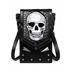 Black Halloween Embroidered Skull Bag