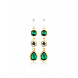 Vintage Green Gemstone Emerald Dangle Earrings