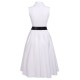 White  Halter Belted Swing Dress