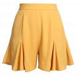 Yellow  Ruffled Pockets Shorts