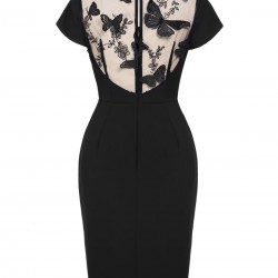 Black  Butterfly Backless Pencil Dress