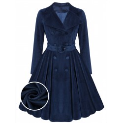 Pre-Sale Plus Size Navy Blue  Velvet Long Coat