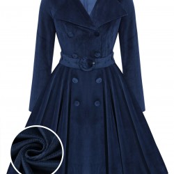 Pre-Sale Plus Size Navy Blue  Velvet Long Coat