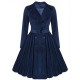 Navy Blue  Velvet Long Coat