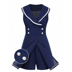 Navy Blue  Sailor Collar Romper