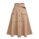 Khaki  Big Pockets Button Skirt