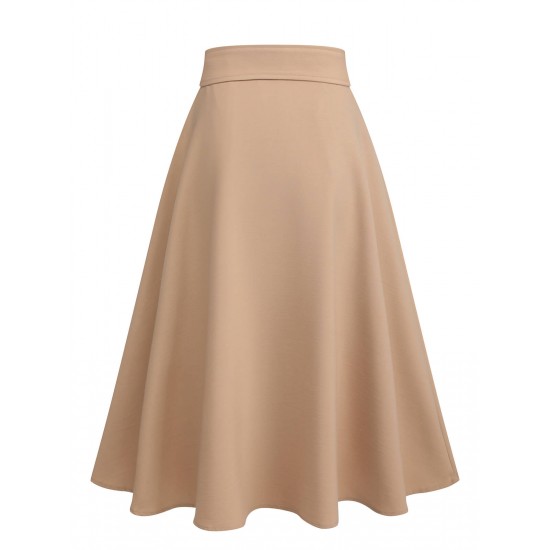 Khaki  Big Pockets Button Skirt