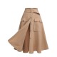 Khaki  Big Pockets Button Skirt