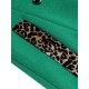 Green  Leopard Patchwork Button Coat