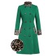 Green  Leopard Patchwork Button Coat