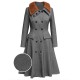 Gray  Faux Fur Lapel Collar Coat