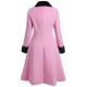 Pink  Velvet Patchwork Button Coat