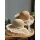 Beige Hand-made Lace Bow Sun Hat