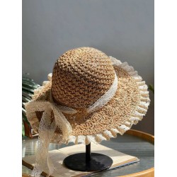  Hand-Made Lace Bow Sun Hat