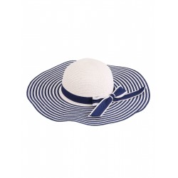 Navy Blue  Classic Stripes Straw Sun Hat