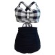  Plaid Criss Cross Pleated Bikini