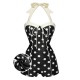 Black  Polka Dots Halter Swimsuit