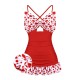  Polka Dot Bowknot Patchwork Swimsuit